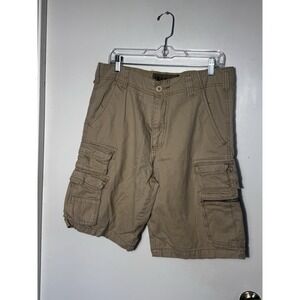 Iron Co. Men's Flex Waist Stretch Cargo Shorts Size 34 Wheat Tan Multi-Pocket